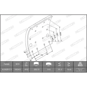 Auto-moto FERODO Sada brzdového obložení bubnové brzdy PREMIER FE K19263.2-F3653