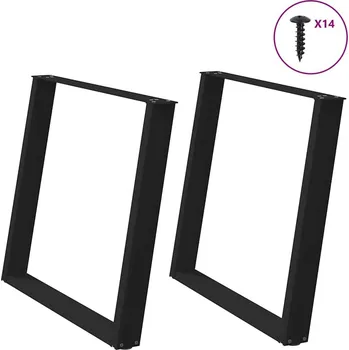 Jídelní stůl OMAXI Nohy k jídelnímu stolu ve tvaru U, 2 ks, černé, 90 x (72-73) cm, ocel 314604