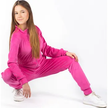 Dětský overall Dendy Dívčí overal plyšový dlouhý Hot Pink Velikost: 146