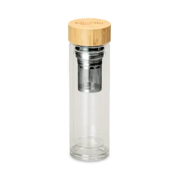 Láhev OlaOla Dvoustěnná láhev se sítkem na čaj, 400 ml