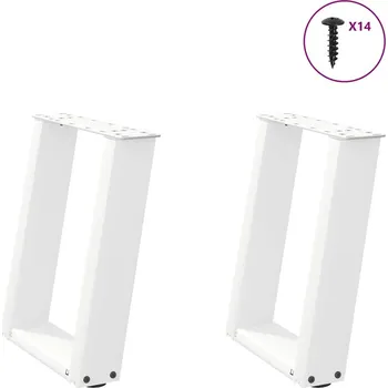 Stolová podnož OMAXI Nohy konferenčního stolku ve tvaru U, 2 ks, bílé, 38 x (42-43) cm, ocel 314215