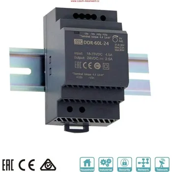 Měnič napětí MEANWELL - DDR-60L-15 Měnič DC/DC na DIN lištu