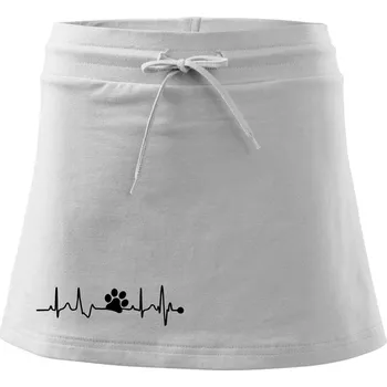 Dámská sukně Ekg psí tlapka - Sportovní sukně - two in one - XS ( Bílá )
