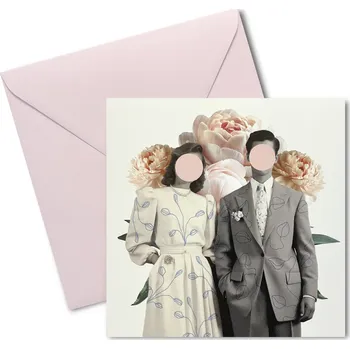 Svatební přání s místem pro obličeje novomanželů: nevěsta a ženich (DIY)