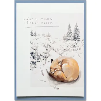 Přání liška v zimní krajině