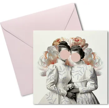 Svatební přání s místem pro obličeje novomanželů: nevěsta a nevěsta (DIY)