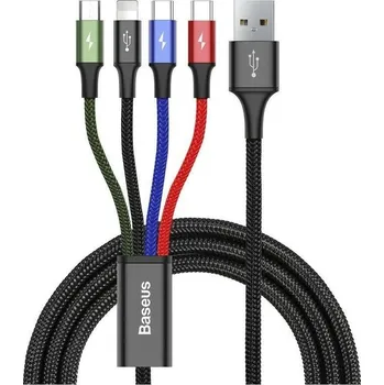USB Kabel 4v1 černý, 2xUSB-C, 1x Lightning, 1xmicro 3,5A 1.2m