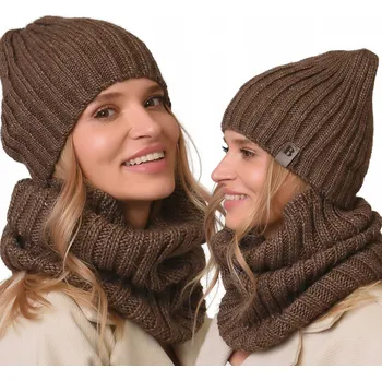 Čepice Fashionweek Dámský set dámská čepice a šála ALUR1 Barva: Mocca, Velikost: Universal