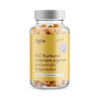 Přírodní produkt OlaOla BIO Kurkuma s černým pepřem podporující organismus - 90 kapslí