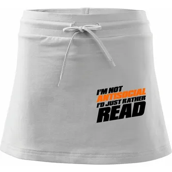 Dámská sukně I'm not antisocial i'd just rather read - Sportovní sukně - two in one - XL ( Bílá )