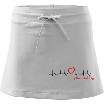 Dámská sukně Moje srdce bije pro Geocaching -text - Sportovní sukně - two in one - S ( Bílá )