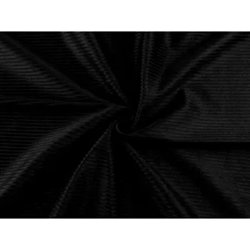 Velvet / samet oděvní s řádkovanou strukturou, barva 10 černá