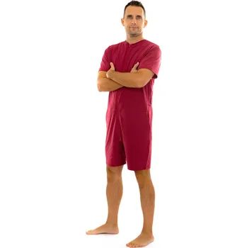 Pánské pyžamo Dendy Pánský overal pyžamový krátký Bordo Velikost: L