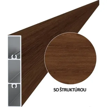 Obklad Hliníková plotová lamela 80x16 mm, tvar obdélník, s povrchovou úpravou dřevo dekor se strukturou, ořech 3m +/- 5mm (AL-PV2-DS-3)