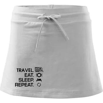 Dámská sukně Eat sleep travel - Velký přívěs - Sportovní sukně - two in one - XL ( Bílá )