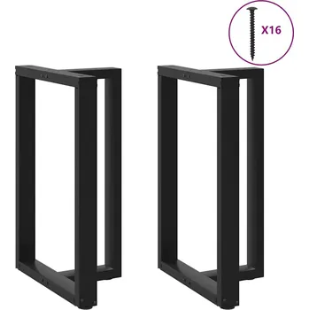 Jídelní stůl OMAXI Nohy barového stolu ve tvaru T, 2 ks, černé, 60 x 35 x (90-91) cm, ocel 317407