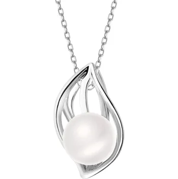 Přívěsek Stříbrný přívěsek s perlou - list - AP539-5843