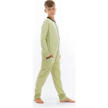 Chlapecké pyžamo Dendy Chlapecký overal pyžamový dlouhý Pistachio Velikost: 146