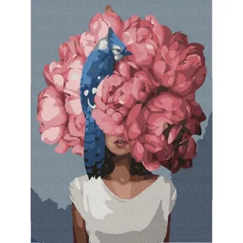 Malování podle čísel plátno 40x50cm, Žena a pivoňky