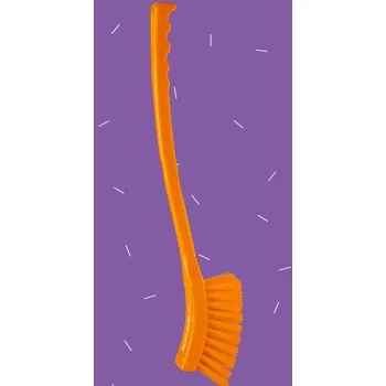 kbelík Kartáč s dlouhou rukojetí, zahnutý, středně tvrdý, Kobra Barva: Žlutá, Délka, velikost: 41 cm