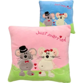 plyšák PLYŠ Polštářek myšky Love 25x25cm Just Married 2 barvy *PLYŠOVÉ HRAČKY*