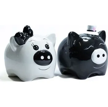 Pokladnička Pokladnička PRASÁTKO BÍLÉ / ČERNÉ, 11x11x12, keramika