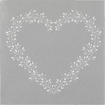 Papírový ubrousek Santex UBROUSKY Airlaid se srdíčkem stříbrné 40x40cm 12ks