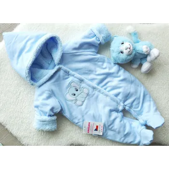Kojenecká kombinéza AMÁLKA Zateplená modrá kombinéza, slon Velikost: 74-80