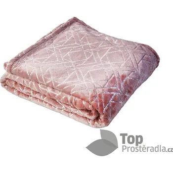 Mikroflanelová deka Premium se zlatým vzorem 150x200 - Růžová