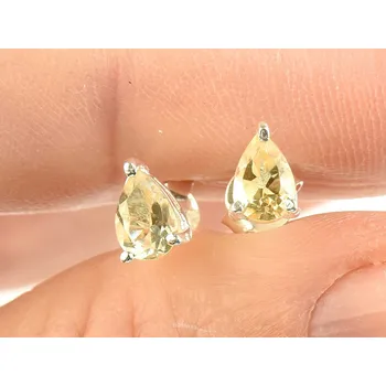 Náušnice Citrín náušnice slza Ag 925/1000