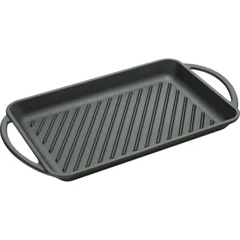 Zahradní gril Litinová grilovací pánev obdélníková s držadly 33x21,5 cm