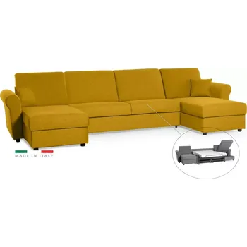 Sedací souprava Sedací souprava SAVONA U s rozkladem na každodenní spaní, žlutá (penelope 08), 140