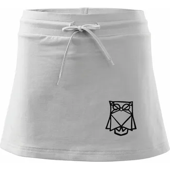 Dámská sukně Geometrire - sova jednoduchá - Sportovní sukně - two in one - XL ( Bílá )