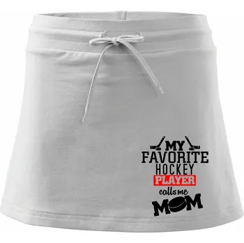 Dámská sukně My favorite hockey player calls me DAD / MOM - Sportovní sukně - two in one - L ( Bílá )