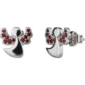 Náušnice Stříbrné náušnice s českým granátem, rhodiované - anděl Zapínání: puzeta