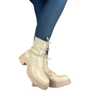 Dámské kozačky Dámské kotníkové kozačky béžové 8378 Velikost: 38