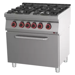 REDFOX Sporák kombinovaný se statickou elektrickou troubou GN 2/1 - 4x hořák | REDFOX - SPT 70/80 21 GE