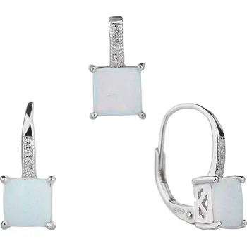 Souprava šperků Bealio BEALIO Stříbrná souprava ČTVERCOVÁ bílý OPÁL 03-07769-3151