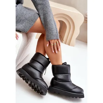 Dámská zimní obuv Sněhule na platformě se zipem z eko kůže Resisia Barva: Černá, Velikost: 38