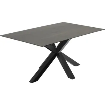 Jídelní stůl Černý porcelánový jídelní stůl Kave Home Argo 160 x 90 cm s černou podnoží