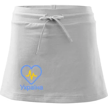 Dámské oblečení Moje srdce bije pro Ukrajinu - velké - Sportovní sukně - two in one - M ( Bílá )