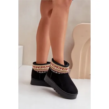 Dámská zimní obuv Dámské Sněhule S Vzorovanou Vložkou Na Platformě Avatharia Barva: Černá, Velikost: 38