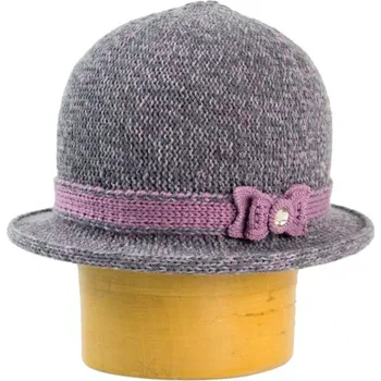 Čepice Dámský pletený dvojitý klobouk - šedo-růžová