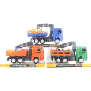 autodráha Auto pracovní s hydraulickou rukou na setrvačník set s doplňky 3 druhy plast