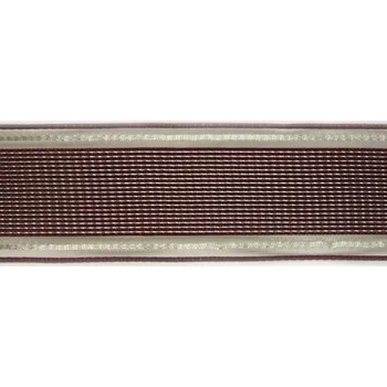 Stuha Plátnová stuha s monofilem, metaloplastem a drátem 40 mm, bordo-stříbrná