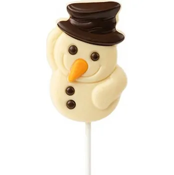 Čokoláda Leonidas Sněhuláček lízátko bílé, belgická čokoláda cca 35g