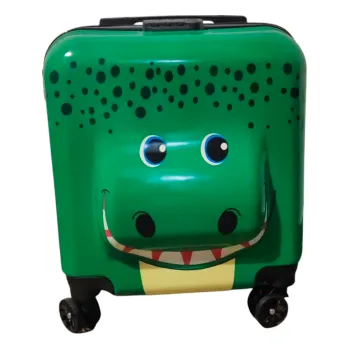 Dětský cestovní kufr s 3D efektem - kódový zámek - Krokodýl - 31l, zelený