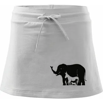 Dámská sukně Slon, pes, kočka - Sportovní sukně - two in one - S ( Bílá )