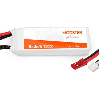 RC vybavení Modster LiPo baterie 2S 7,4V 850 mAh 30C (JST) WhiteLine