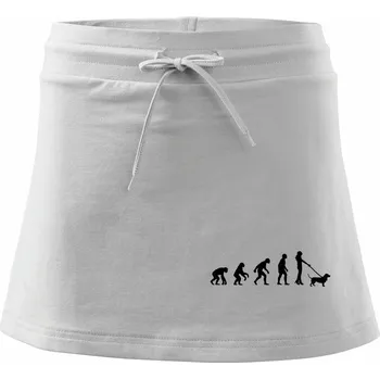 Dámská sukně Evoluce pes baset (muž-žena) - Sportovní sukně - two in one - L ( Bílá )